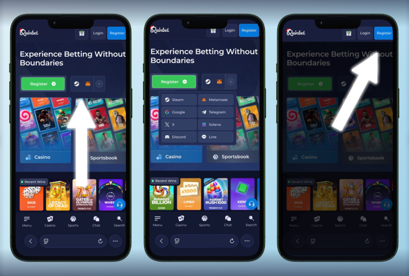 Rainbet mobile App auf Smartphones
